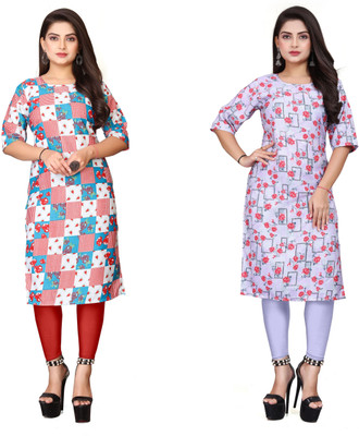 WOMENSILKFABRIC Women Printed A-line Kurta(Multicolor)