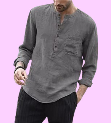 ZAKOD Men Printed Straight Kurta(Grey)