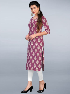 tanvi creation Women Striped Straight Kurta(Pink)