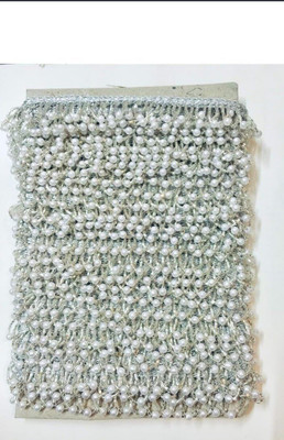 KALKATR KALKA Traders Pearl Beads Lace Gold and White Beaded Tassels Lace for Saree Blouse Dupatta Kurti Chunni Lehenga Sewing Designing Crafts etc Lace Reel(Pack of 1)