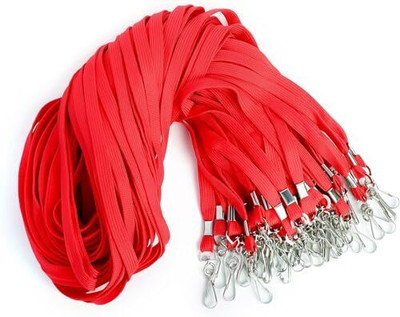JSMSH Flat ID Badge Lanyard with Swivel J-Hook for Tags and Badge Holders (Pack of 50) Lanyard(Red)