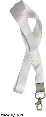 JSMSH 1 inch Thick Lanyards with Badge Clip (White, Pack of 100 Lanyard(White)
