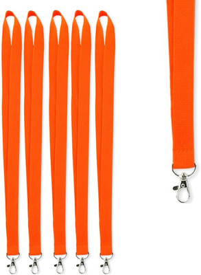 JSMSH 1 inch Thick Lanyards with Badge Clip (Orange, Pack of 10 Lanyard(Orange)