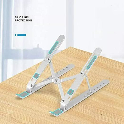 KANHA EMPIRE Kanha Empire Laptop Stand Laptop Stand for Desk Portable Aluminum 21 Aluminium, Stainless Steel Floor and Desk Stand Rotatable Laptop Stand with Adjustable Height Compatible with Universal, 26 - 35 cm Laptops(Silver)
