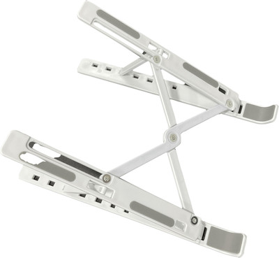 Fulkiza Aluminum Alloy Adjustable, Portable, Foldable, Ergonomic, Tablet Plastic 7 Adjustable Mobile Cell Phone Stand Holder for Table Desk Aluminium Desk Stand Laptop Stand with Adjustable Height Compatible with Universal Laptops(Silver)