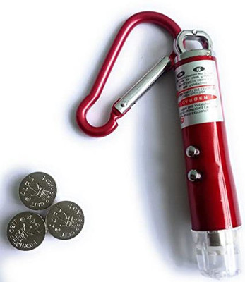 Sloies Laser Light LED Flashlight Torch Keychain 3 Button Cell (650 nm, multi color)(650 nm, Multicolor)