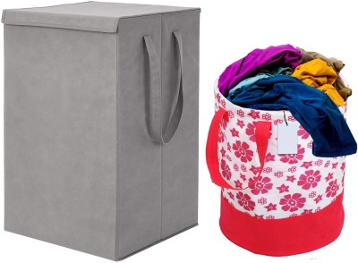 ZOVIRA 75 L Pink, Grey Laundry Basket(Non-Woven)