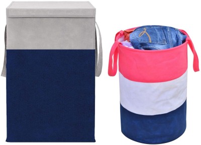 ZOVIRA 75 L Pink, White, Blue, Grey, Blue Laundry Basket(Non-Woven)