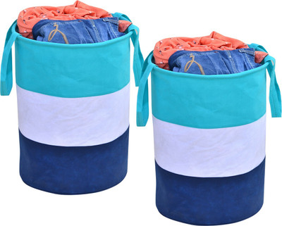 Flipkart SmartBuy 45 L Green, White, Blue Laundry Basket(Non-Woven)