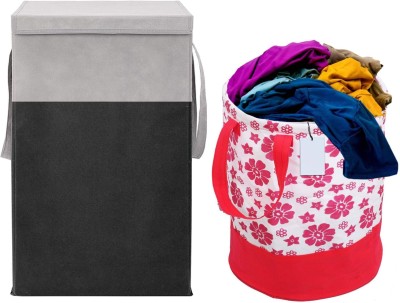 ZOVIRA 75 L Pink, Grey, Black Laundry Basket(Non-Woven)