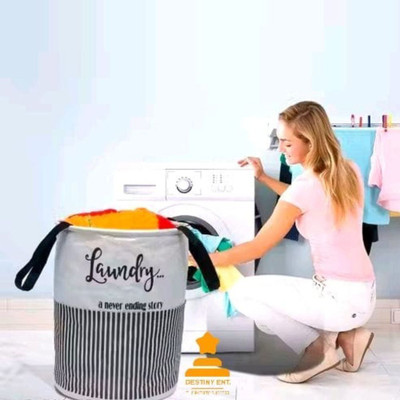 DESTINY ENT 75 L Black, Grey Laundry Basket(Non Woven, Canvas)