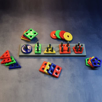 BHVMEY Geometric Puzzle Stacker Shape Sorter Stacking Set Age 3+ Activity Toys(Multicolor)