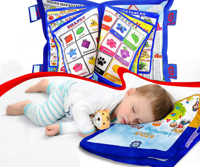 Dorytoys Alphabet Numbers Learning Cushion Baby Pillow Book for Kids(Blue)