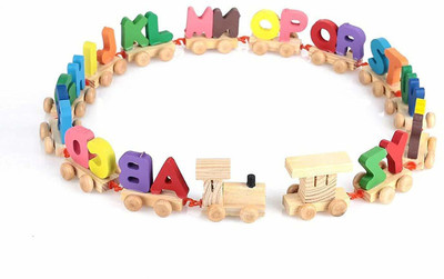KNK Infotain Wooden Alphabet Train A-Z ,Multicolor(Multicolor)