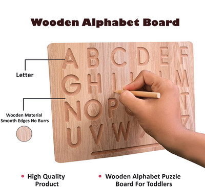 SHALAFI Educational Slate Board Alphabets Games Hand Writing Learning Tracing Board Toy(Beige)