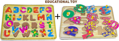 PopPlop Alphabet Puzzle ABC Letters Sorting Board Blocks Learning Toy Math Counting Game(Beige, Multicolor)