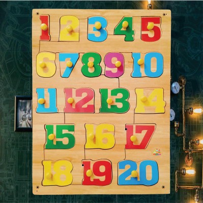 loukya Wooden 1 to 20 Number Puzzle Board for Kids - best selling+age-03+(Brown)