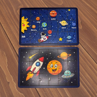 Esptronics Kids Learning Wooden 2 Solar System Puzzle Educational Jigsaw Montessori Game(Multicolor)