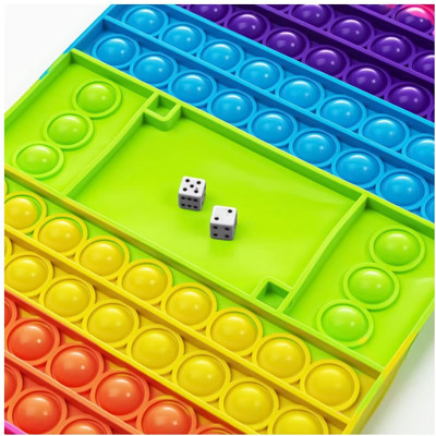 Dorytoys Rainbow Silicone Pop It Game with Dice – Kids Learning and Sensory Toy(Multicolor)