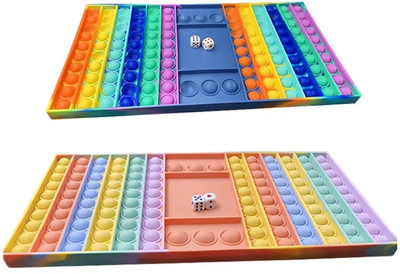 BHVMEY Push Bubble Rainbow Pop It Game – Dice Board Toy for 2 Players Stress Relief(Multicolor)
