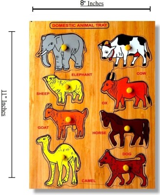 VSINDIA SS Wooden Educational Creative Learning Domestic Animal Picture Board Puzzle(Multicolor)