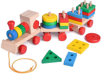 KNK Infotain Shape Sorter and Stacking Wooden Toys, Puzzle Toys for 1 2 3 Year(Multicolor)