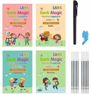 Foxter MAGIC BOOK ENGLISH LANGUAGE ALPHABET AND NUMBER 4BOOK+10REFILLS+1PEN+1GRIP-654