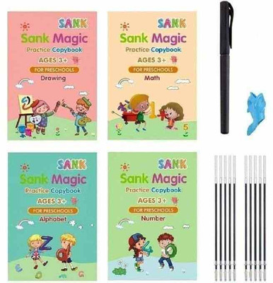 RIMPOO MAGIC BOOK ENGLISH LANGUAGE ALPHABET AND NUMBER 4BOOK+10REFILLS+1PEN+1GRIP-699