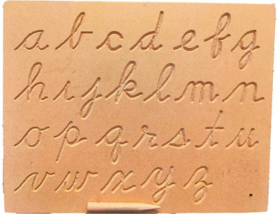 FORSIKHA Small Alphabet Learning Slate Cursive Handwriting Pratice Board Tracing Tablet(Beige)