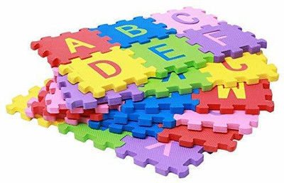 KAS BA 36 Pieces Mini Puzzle Foam Mat for Kids, Interlocking Learning Alphabet and Number Mat for Kids - Multi-Color(36 Pieces)