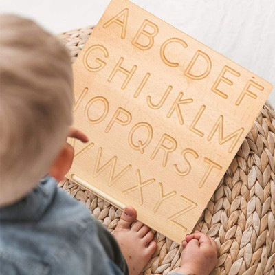 FORSIKHA Alphabet Tracing Board, Montessori Learning Toys Writing Board Practicing Slate(Beige)