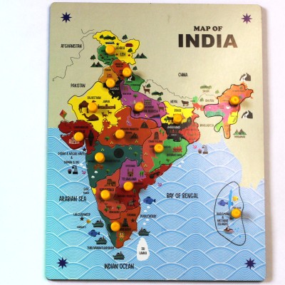 MECDOIT INTERNATIONAL Indian Map Puzzle| Kids Educational Puzzle| Learning Toy for Kids(37 Pieces)