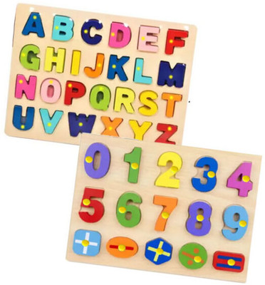 Childgossip Combo English Alphabets and 0to9 Numbers Counting Puzzle with Mathematical Signs(Multicolor)