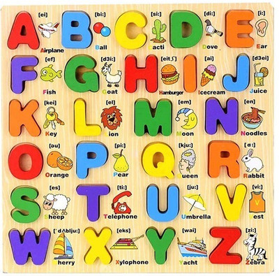 KNK Infotain Wooden Capital Alphabets Letters Learning Educational Tray Toy(Multicolor)