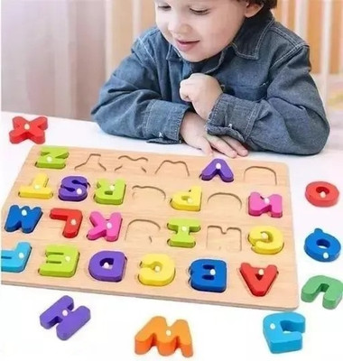 ZRIYOS Wooden Educational Creative learning A To Z English Alphabets Board Puzzle(27 Pieces)