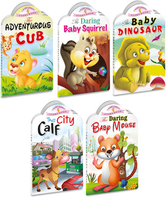 Set of 5 Story Books | Baby Animals Series | Adventurous Cub, Baby Squ(English, Hardcover, unknown)
