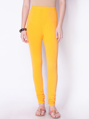Dollar Missy Churidar  Ethnic Wear Legging(Yellow, Solid)
