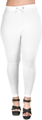 MUKHAKSH Ethnic Wear Legging(White, Solid)
