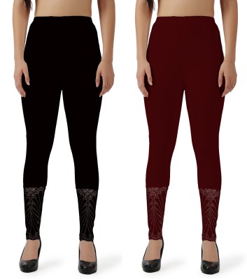 aakrushi Ankle Length  Ethnic Wear Legging(Black, Maroon, Solid)