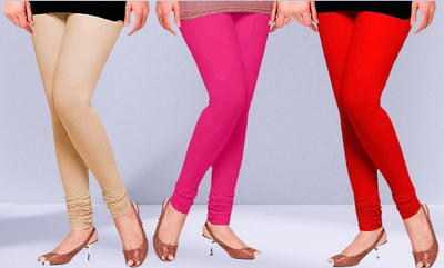 FABLINE Churidar  Ethnic Wear Legging(Beige, Pink, Red, Solid)