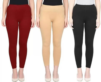 AK ULTIMATE Ankle Length Ethnic Wear Legging(Maroon, Beige, Black, Solid)