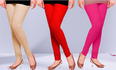 FABLINE Churidar  Ethnic Wear Legging(Beige, Red, Pink, Solid)