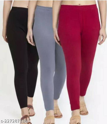 Vishal_co Ankle Length Western Wear Legging(Maroon, Grey, Black, Solid)