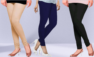 FABLINE Churidar  Ethnic Wear Legging(Beige, Blue, Black, Solid)