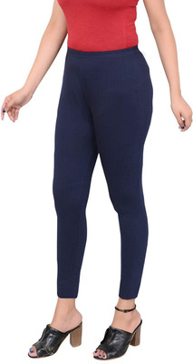 New Ladies Zone Ankle Length  Ethnic Wear Legging(Dark Blue, Solid)