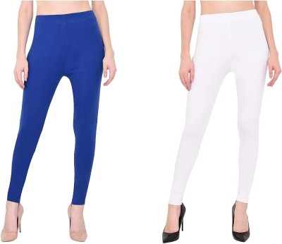 MIKRAM Churidar  Western Wear Legging(White, Dark Blue, Solid)