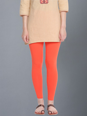 Dollar Missy Ankle Length  Ethnic Wear Legging(Orange, Solid)