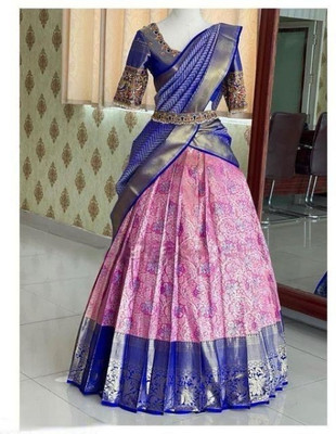Harshiv Textile Self Design Semi Stitched Lehenga Choli(Pink)