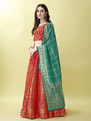 SWAMI STUDIO Self Design Semi Stitched Lehenga Choli(Red)