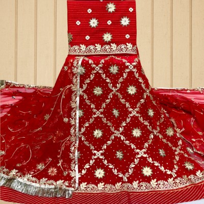 MADHUR HAND WORK ART Embroidered, Embellished Semi Stitched Rajasthani Poshak(Red)